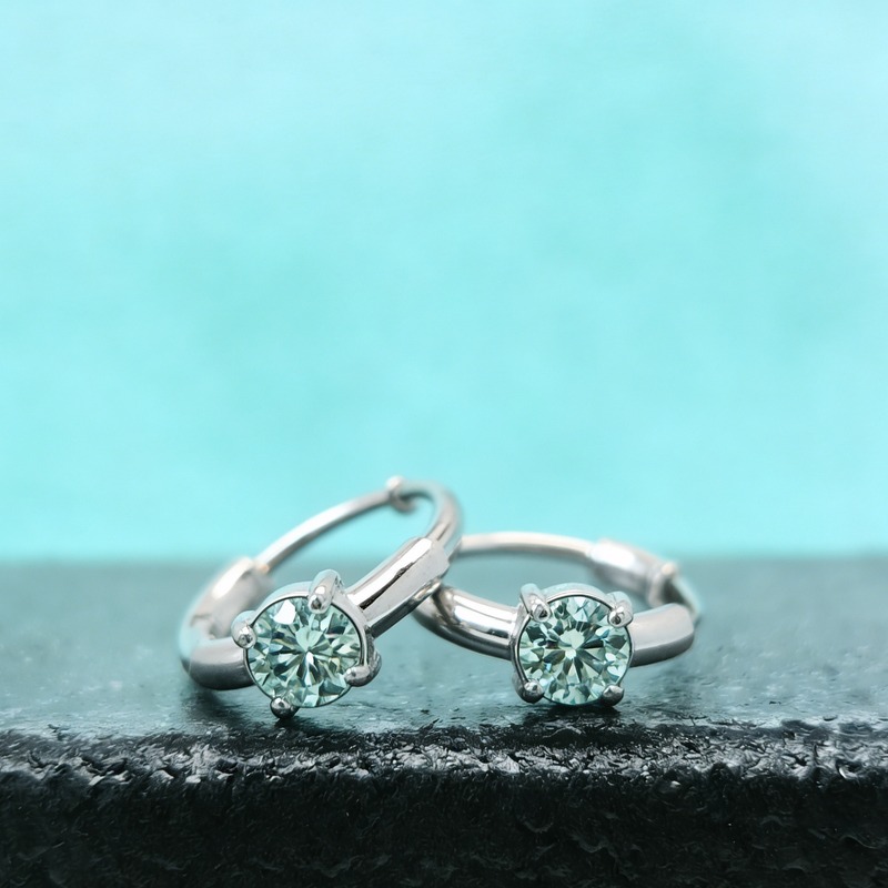Women's Light Blue Moissanite Earrings, Exquisite Design